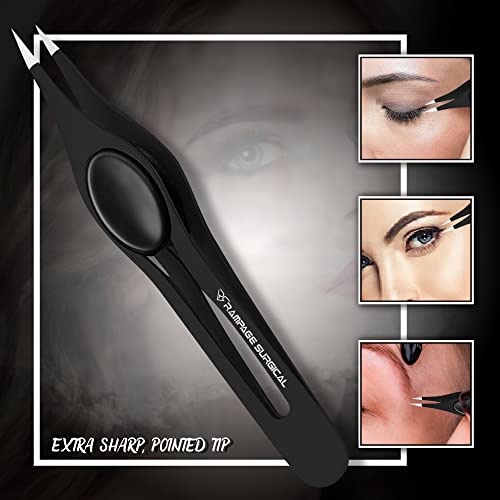 Professional Stainless Steel Eyebrow Tweezers Set - Slant & Pointed Tips for Facial Hair Removal
