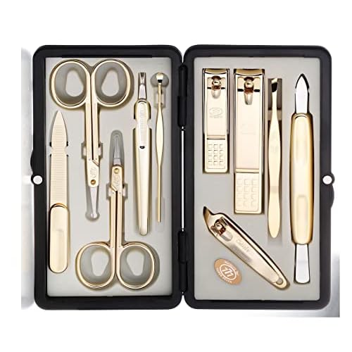 Korean Nail Clipper| World No. 1. Three Seven (777) Premium Quality Gift Travel Manicure Grooming Kit Nail Clipper Set (10 PCs, 2100G), Made in Korea, Since 1975, Gold