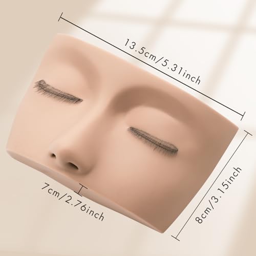 3 Lash Layers Lash Mannequin Head For Eyelash Extension, Lash Extension Practice Face for Beginners Reusable Makeup Massage Training Supplies