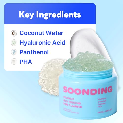 Coconut Jelly Pudding Cleanser | Deep Pore Cleansing & Gentle Exfoliation with Jelly-to-Foam Texture | Hydrating Face Wash with Panthenol, Ceramide & Peptides (100ml)