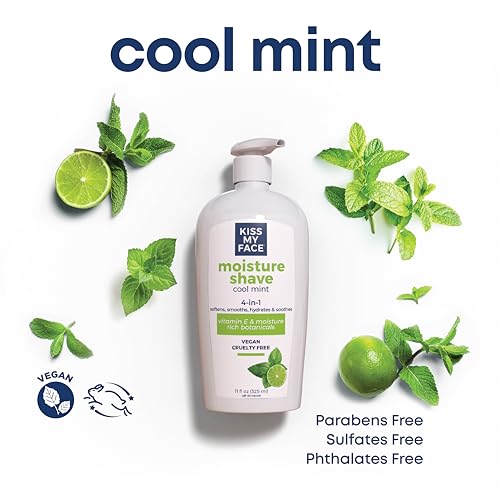 Kiss My Face 4-in-1 Moisture Shave, Cool Mint 11 oz