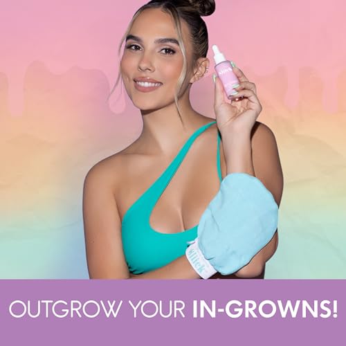 Ingrown Hair & Dark Spot Serum with Exfoliating Mitt - Post Shave Treatment for Bikini Area