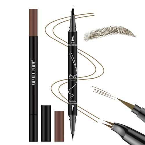 Curved Eyebrow Pencil, 2-in-1 Dual-Ended Eyebrow Pen with Curved Tip and Precise Brush-Tip, Waterproof, Microblading, Long Lasting (Brown)