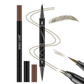 Curved Eyebrow Pencil, 2-in-1 Dual-Ended Eyebrow Pen with Curved Tip and Precise Brush-Tip, Waterproof, Microblading, Long Lasting (Brown)
