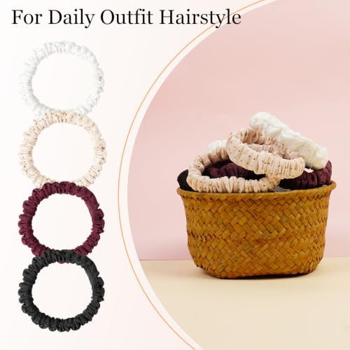 Small-Hole Neutral Colors Breathable Hair Ties - No Damage Stretchable Ponytail Holders, 8 Pcs for Thick Hair | SEVEN STYLE