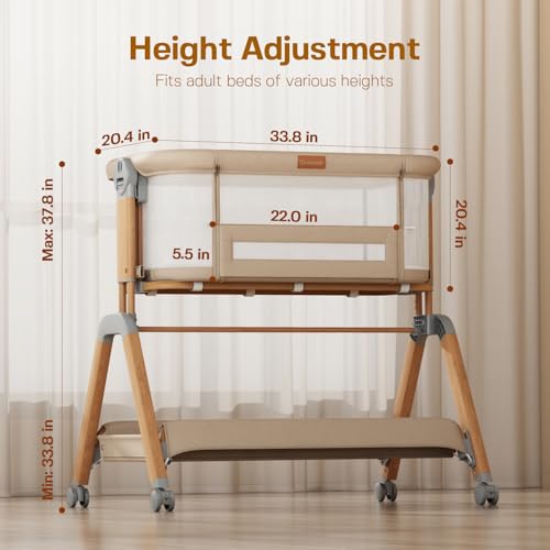 3-in-1 Baby Bassinet Bedside Sleeper with Gentle Rocking & Mesh