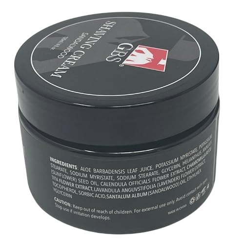 G.B.S Sandalwood Shaving Cream for Sensitive Skin, Hydrates, Nourishes for Close Smooth Shave, Protects Skin from Cuts, Bumps, Redness and Irritation Pack of 1