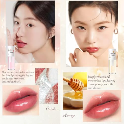Crystal Jelly Peach Honey Lip Oil with Large Brush