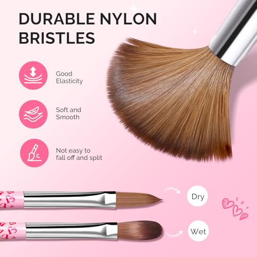 MelodySusie 3-Piece Acrylic Nail Brush Set for Art & Extensions
