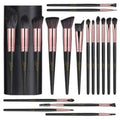 18 Pcs Premium Synthetic Foundation Powder Brush Set - Black Case - Nylon Bristles - Aluminum Ferrule & Handle - For Foundation, Powder, Concealing, Blush, Eyeshadow, Contouring