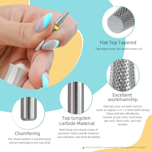 5-in-1 Nail Drill Bit for Electric File - Tungsten Carbide, Extra Fine