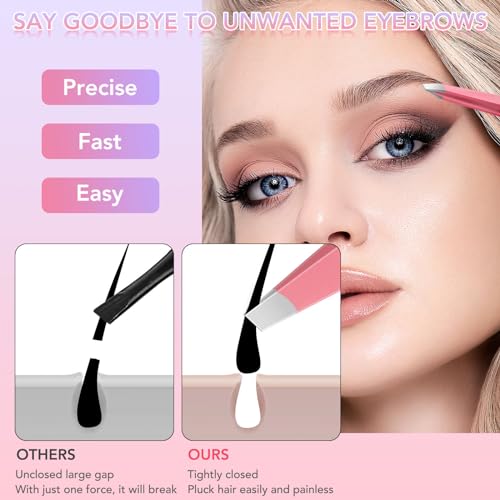 8-Piece Precision Tweezers Set for Facial Hair Removal