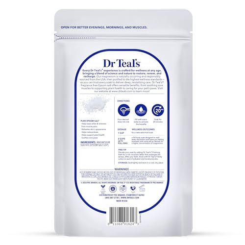 Epsom Salt Magnesium Soak 4 lbs Fragrance-Free Pain Relief Bath Salts - 64 Ounce