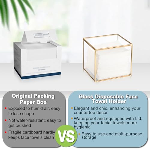 Glass Disposable Face Towel Holder with Lid | Bathroom Storage