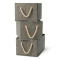 Amazon Basics Foldable Charcoal Storage Bins with Rope Handles, 3-Pack