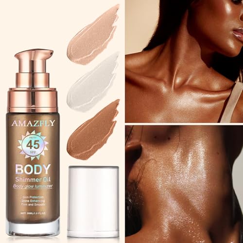 Shimmer Body Oil SPF 45 Sunscreen – Waterproof Luminizer