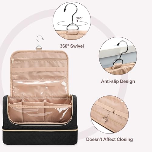 Yarwo Carrying Case Compatible with Shark Flexfusion HD641S/HD642S, Double Layers Hanging Travel Bag for FlexFusion Hair Straightener & Powerful Hair Dryer and Hair Styler Attachments, Black