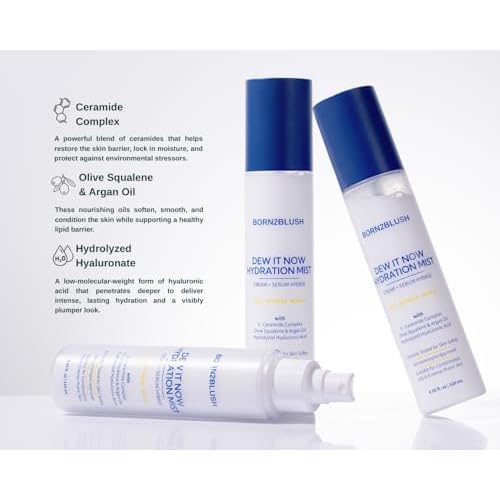Dew It Now Hydration Mist | Hydrating Face Mist Toner Spray with 5-Ceramide Complex, Argan Oil & Squalane | Lightweight Barrier Repair Mist for Dewy, Glowy Skin | Sensitive Skin Safe | 120ml