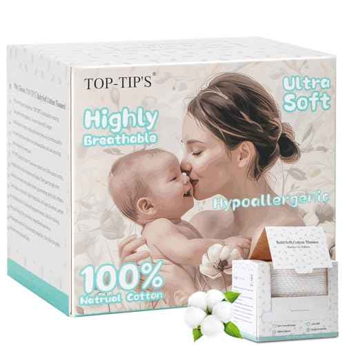 100% Pure Cotton Disposable Face Towel, Soft & Skin Friendly Face Towelettes Disposable for Sensitive Skin, Lint- free Makeup Remover Dry Wipes, Thick Facial Towels Disposable