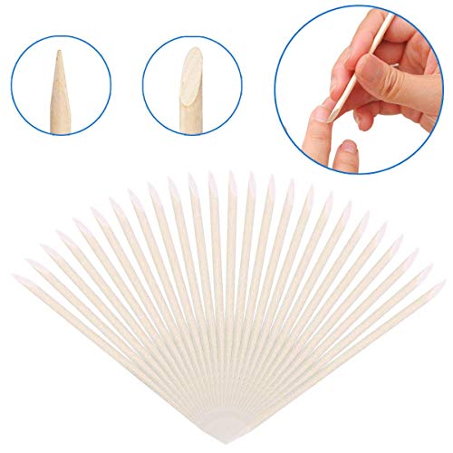 BTYMS 300-Pack Orange Wood Cuticle Sticks - 4.5 Inch Double-Ended Nail Pushers
