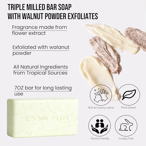 YESUN Fragrance Bar Soap, Big Brick of Bath Soap,Made with Organic Oils, 2-pack,14OZ,Natural Soap Bar,Moisturizing clean, Floral Scent,Walnut Powder Exfoliates ROOMPLUS (Gardenia)