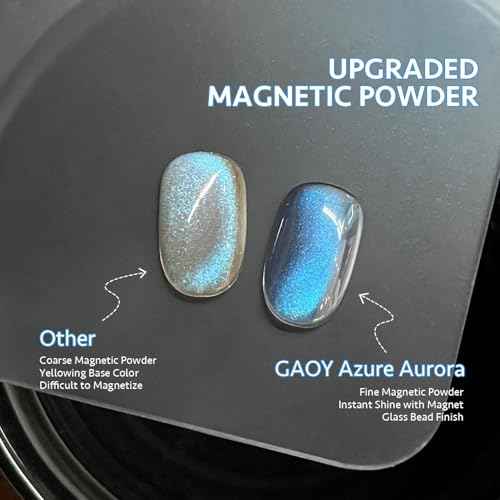 GAOY Blue Glassy Cat Eye Gel Nail Polish, 16ml Holographic Glitter Jelly Nail Polish with Magnet, Reflective Translucent UV Gel for Manicure Art DIY, 3331 Azure Aurora