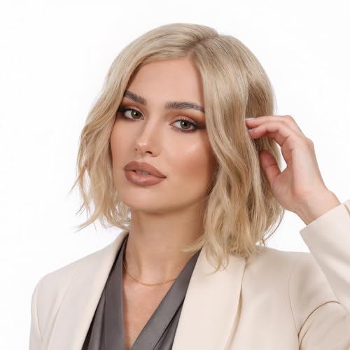 R REEWES FASHION HAIR Short Blonde Wavy Wig Model W5872L#15BH613 – Shoulder Length, Highlighted