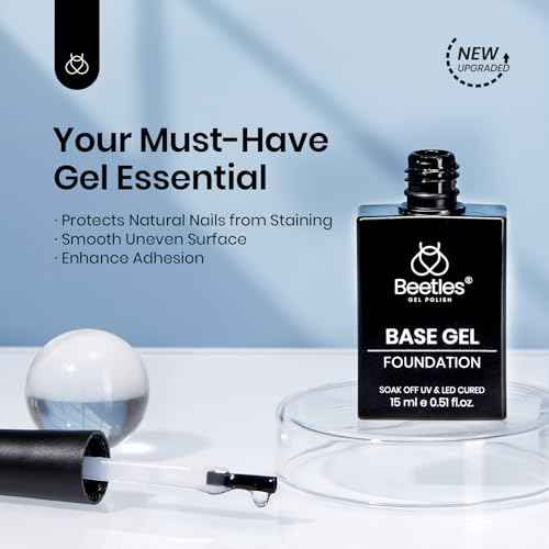 beetles Gel Polish Base Coat 15ml for Gel Nail Polish Soak Off LED Nail Lamp Upgraded Formula Long-Lasting DIY Home and Nail Salon