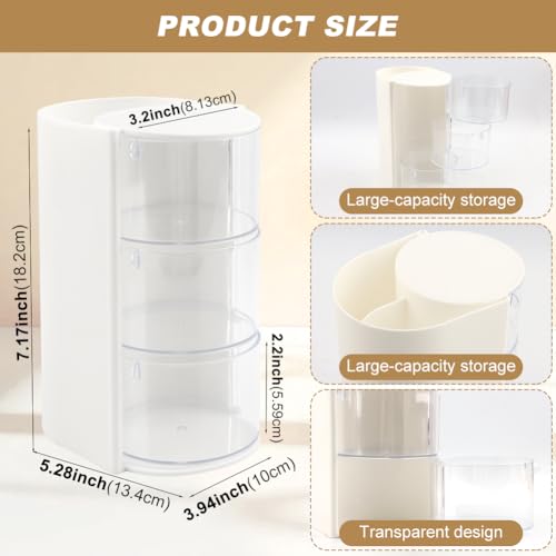 Rotating Makeup Brush & Hair Accessory Organizer - White