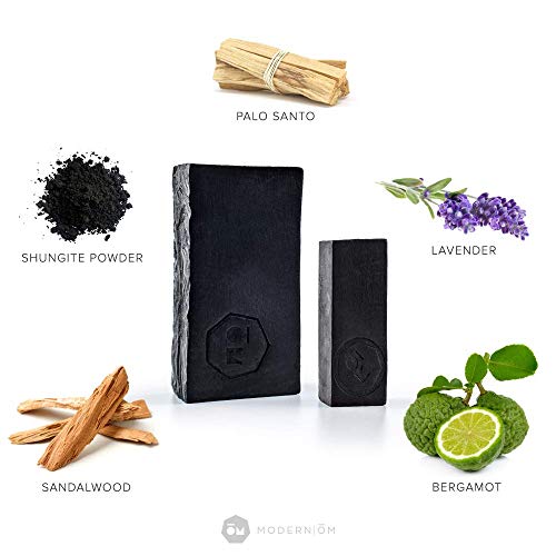 Modern ?M Shungite Detox Bar Soap with Palo Santo | Vegan, Non-GMO Soap for All Skin Types Face and Body | Made In U.S.A (3 Pack)
