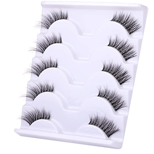 Half Lashes Lashes Natural Look Wispy 3/4 False Eyelashes Volume Clear Band False Cat Eye Lashes that Look Like Extensions Soft Handmade Reusable Lashes Pack