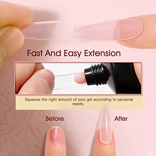 ROSALIND Pink Poly Nail Gel Extension Kit 2 oz (60ml) with Brush & Forms