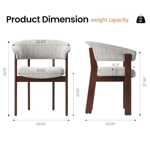 COLAMY Upholstered Dining Chair, Solid Red Oak Wood
