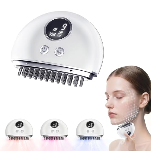Lymphatic Contour Face Brush - Electric Face Massager with 9-Level Vibration & Microcurrent for Lymphatic Drainage, Puffiness Reduction, Double Chin and Jawline Sculpting (White)