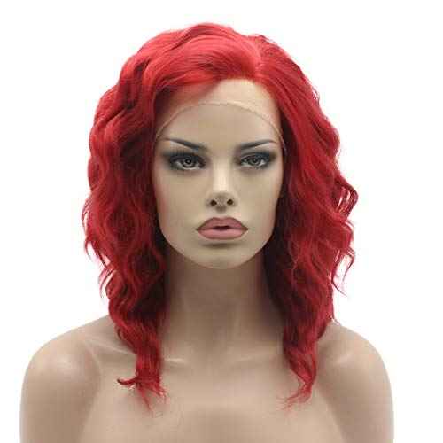 Lushy Hair Lace Front Synthetic Wig Short Curly 14inch Red Wig Heavy Density Realistic Wig