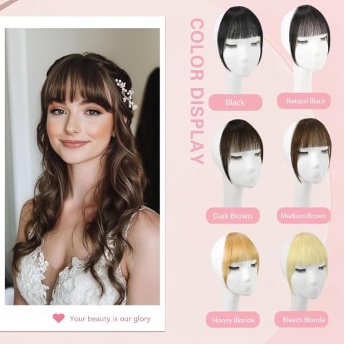 Clip-In Bangs Human Hair Dark Brown Wispy Fringe