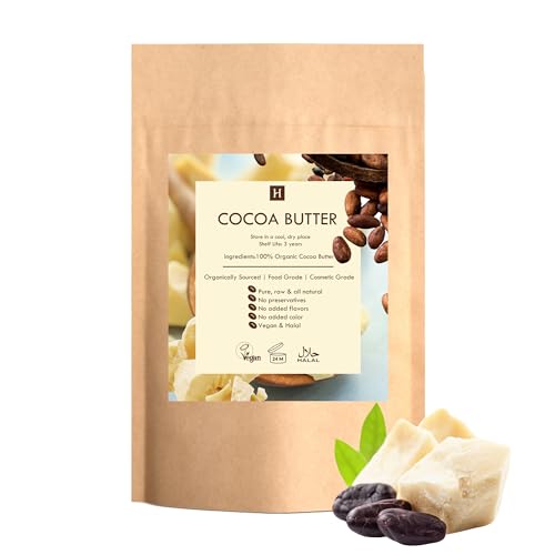 Cocoa (Cacao Butter) Butter, Pure, Raw, Unprocessed. Incredible Quality and Scent. Use for Lotion, Cream, Lip Balm or Body Butter. NON-GMO, Vegan - 1 lb By SaaQin¢ç