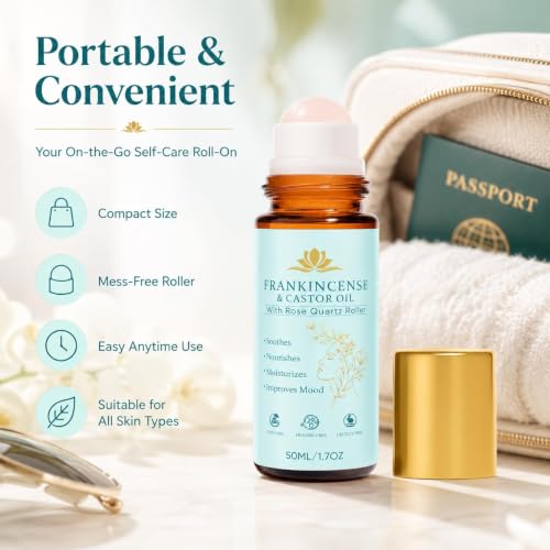 Organic Frankincense & Castor Oil Roll-On with Rose Quartz