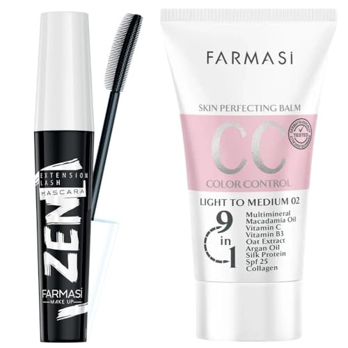 Farmasi Makeup cc Cream 9 in 1, 50 ml./1.7 fl.oz. (Light to Medium) And Farmasi Zen Mascara Extension Lash, 8 ml./0.27 fl.oz.