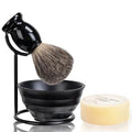 JEQUIL&CORENVEO Shaving Brush Set for Men, Pure Badger Hair Shaving Brush with Soap, Stand and Bowl