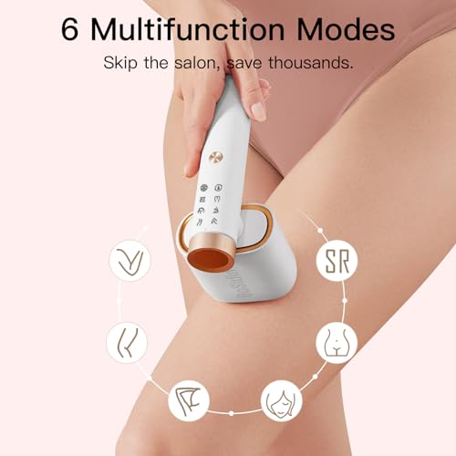 White BoSidin IPL Hair Removal Device with Ice-Cooling & Rejuvenation - 6+1 Modes, Painless at Home