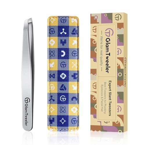 GlamTweeler Expert Slant Tip Tweezers with Leather Case