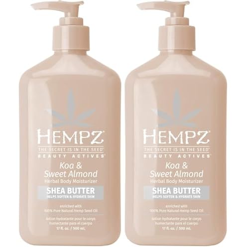 Hempz Koa & Sweet Almond Herbal Body Moisturizer for Women,17 Fl. oz. - Moisturizing Lotion with 100% Pure Hemp Seed Oil and Shea Butter - Hydrating Vegan Lotion for Dry Skin,(Pack of 2)