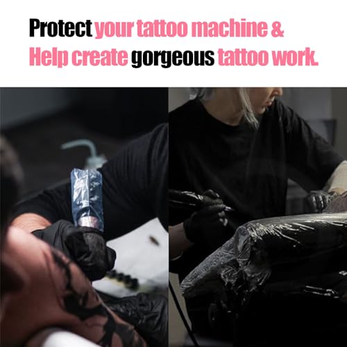 200 Pink Tattoo Pen Covers + 4 Grip Tapes Set