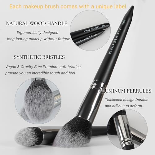 Makeup Brushes, 18 pcs Pro Deluxe Make up Brush Set with Travel Case, Premium Powder Foundation Blending Concealer Blush Eyeshadow Face and Eye Make up Brushes kit with labels for Beginner(Black)