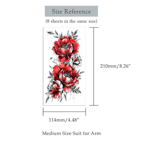 8 Sheets Waterproof Temporary Tattoo Stickers - Floral & Animal Designs