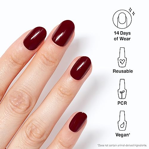 OPI xPRESS/ON Press On Nails, Up to 14 Days of Wear, Gel-Like Salon Manicure, Vegan, Sustainable Packaging, With Nail Glue, Short Red Nails, Malaga Wine