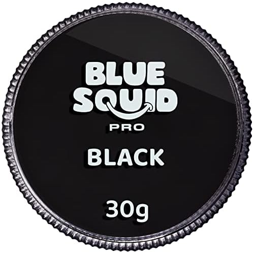 Blue Squid PRO Face Paint - Classic Black and White (30gm), 12 Brushes, Professional Water Based Single Cake Face & Body Paint Makeup Supplies for Adults Kids Halloween Facepaint