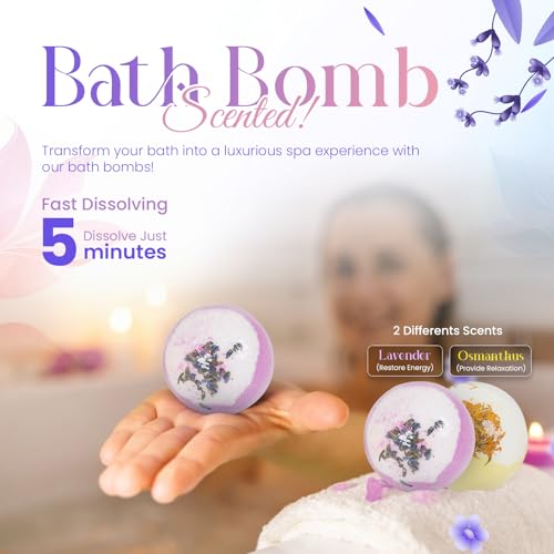Valentine Basket for Her, Luxury Gift Basket for Women with Bath Bombs, Scented Candle, Reed Diffuser & Waterless Diffuser, Spa Gift Set for Wife, Girlfriend, Mom