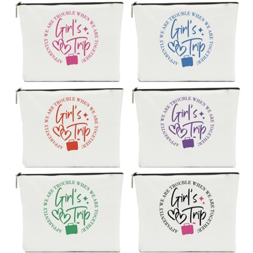 6Pcs Girls Trip Gifts Favors Girls Weekend Gifts for Women Makeup Bag Cosmetic Bag Girls Trip Essentials Weekend Bag Coin Purse for Friend Girl Lady Daughter Bestie Graduation Christmas Birthday